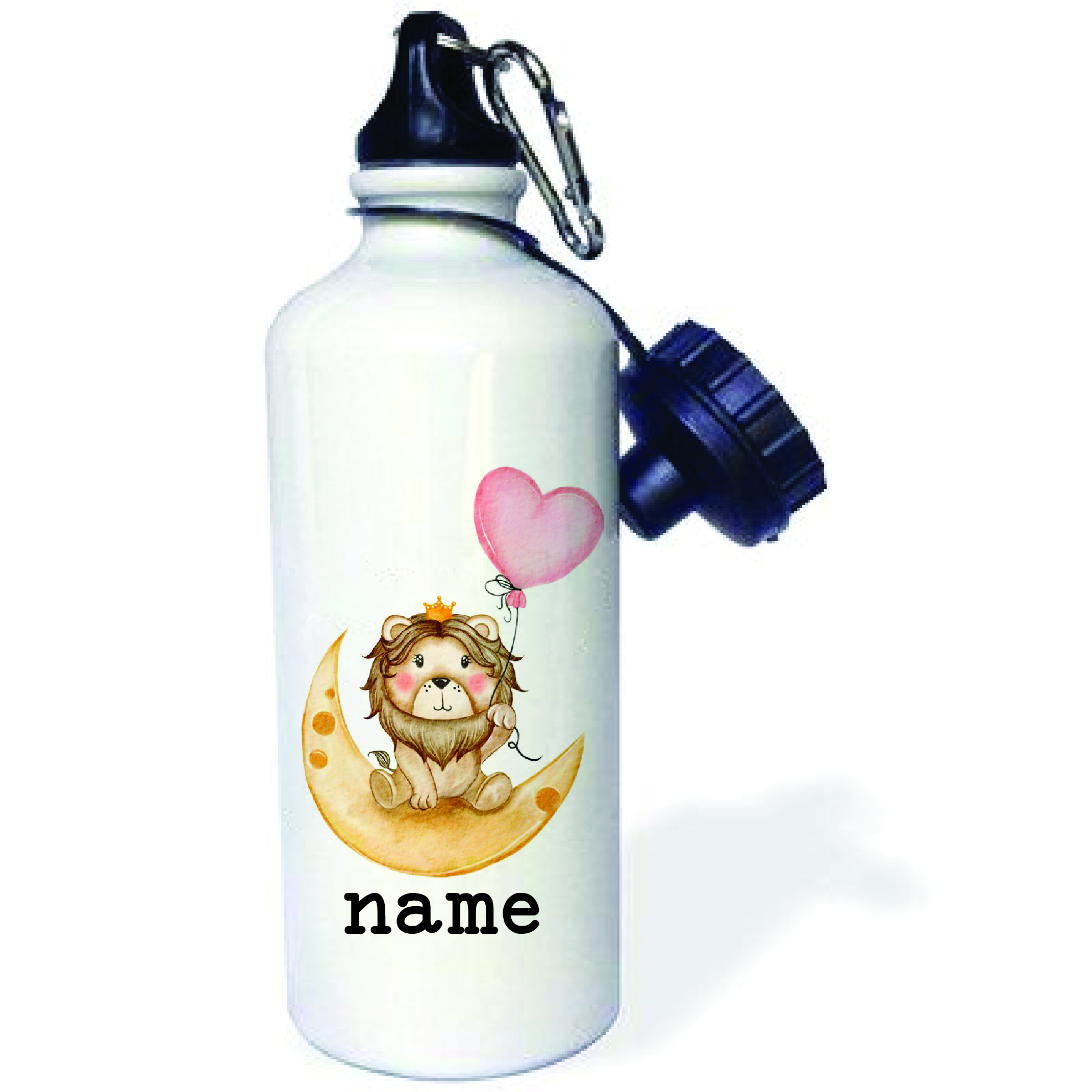 Personalised Cute Lion on Moon Aluminum Water Bottle